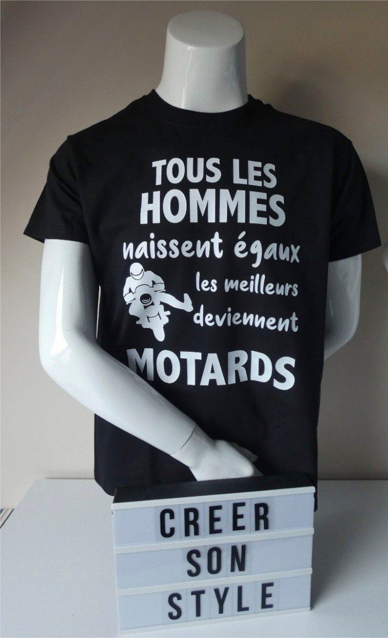 Tee Shirt "Tous Les Hommes Naissent Égauxmotards" – Creersonstyle.fr concernant Souris Blanche Lunette Noire Dessin Animac