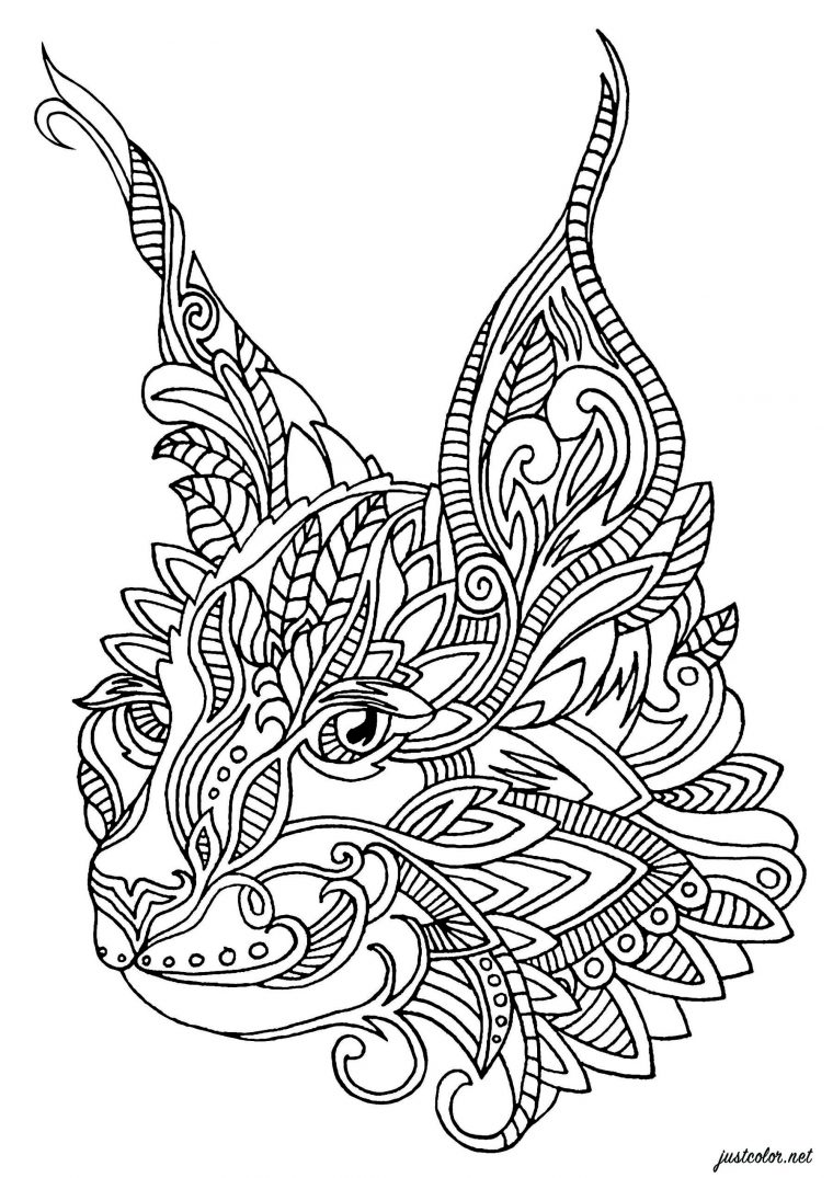 Tête De Chat Avec Motifs Zentangle – Chats – Coloriages Difficiles Pour à Coloriage Mandala Jungle A Imprimer