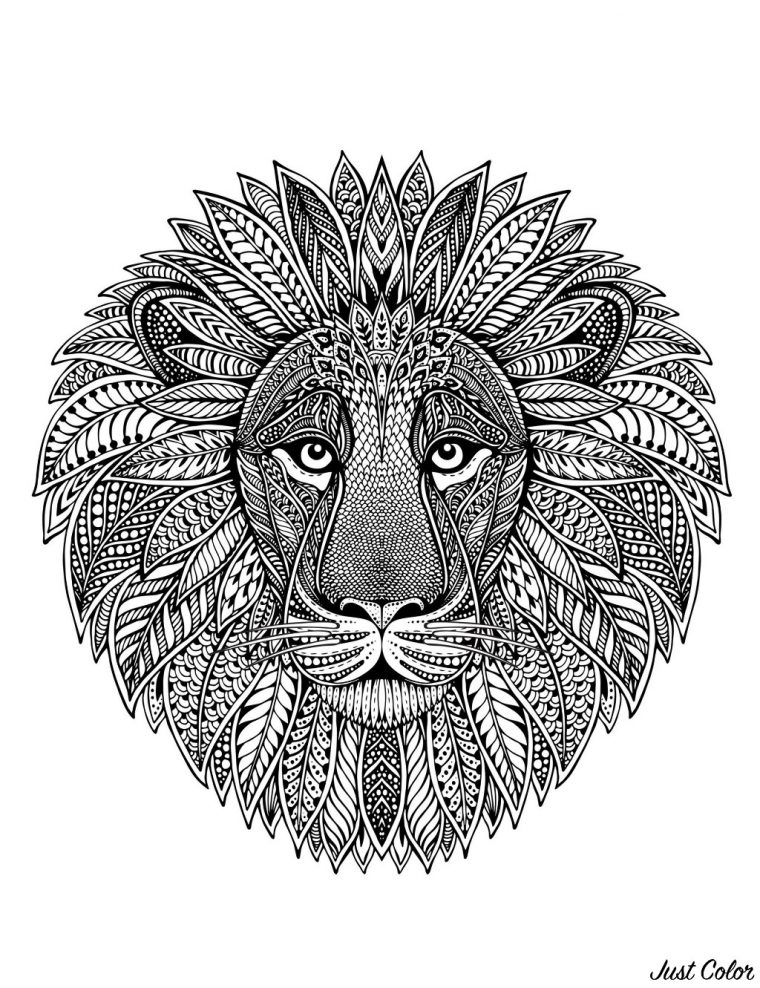 Tete De Lion En Mandala – Mandalas – Coloriages Difficiles Pour Adultes à Des Dessins Tres Dur