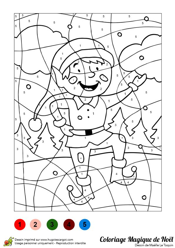 Un Jeu De Coloriage Magique Illustrant Un Lutin Qui Danse. #Lutindenoel dedans Coloriage Magique C Ç