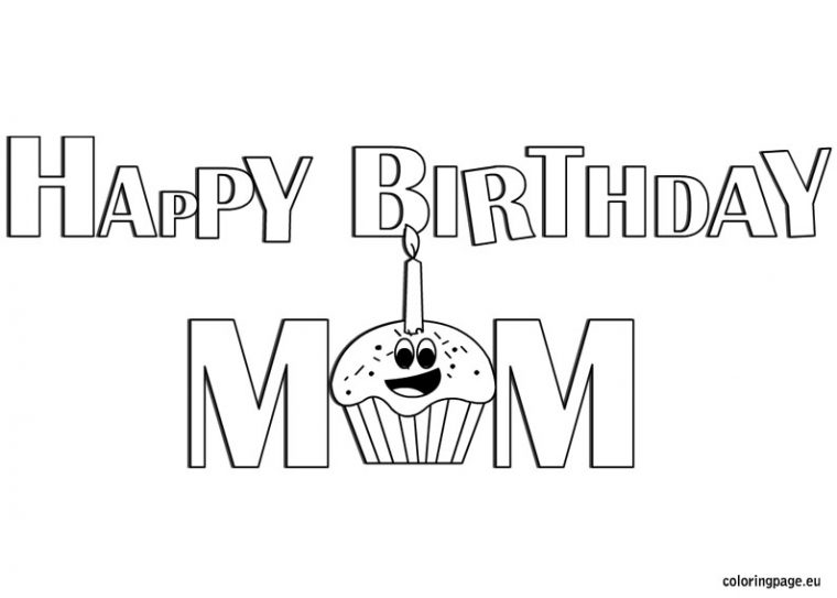 happy birthday mom coloring page