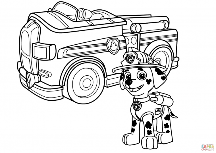 marshall paw patrol coloring page