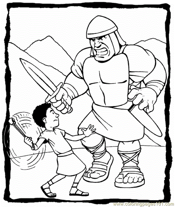 david and goliath coloring page