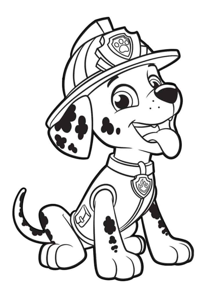 marshall from paw patrol coloring pages