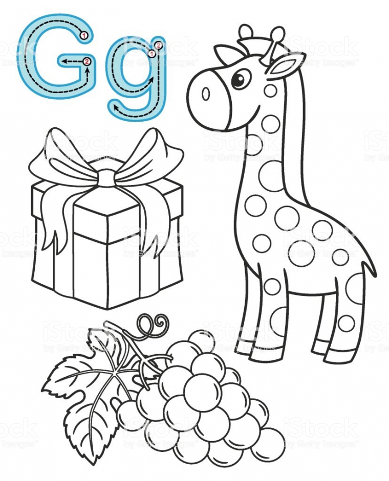 g for giraffe coloring page