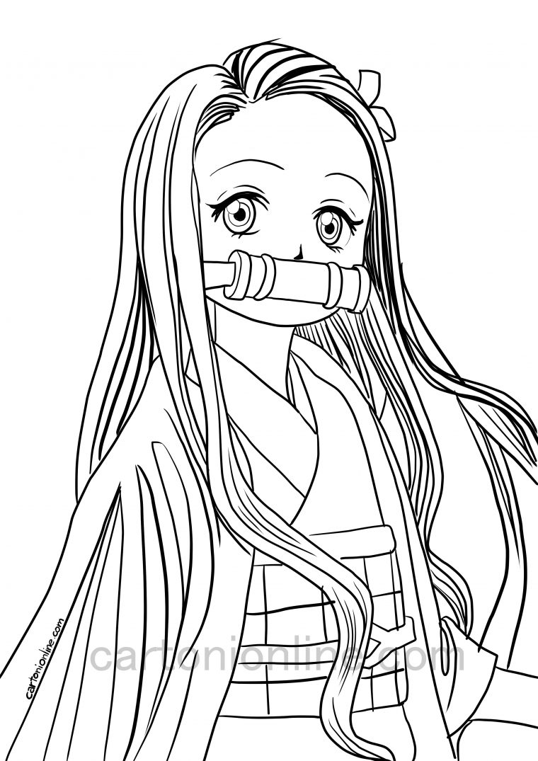 demon slayer nezuko coloring page