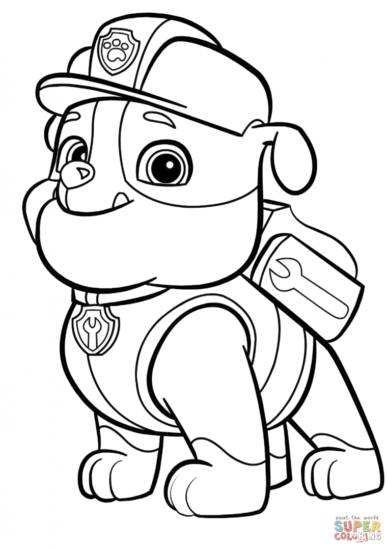 paw patrol rubble coloring page