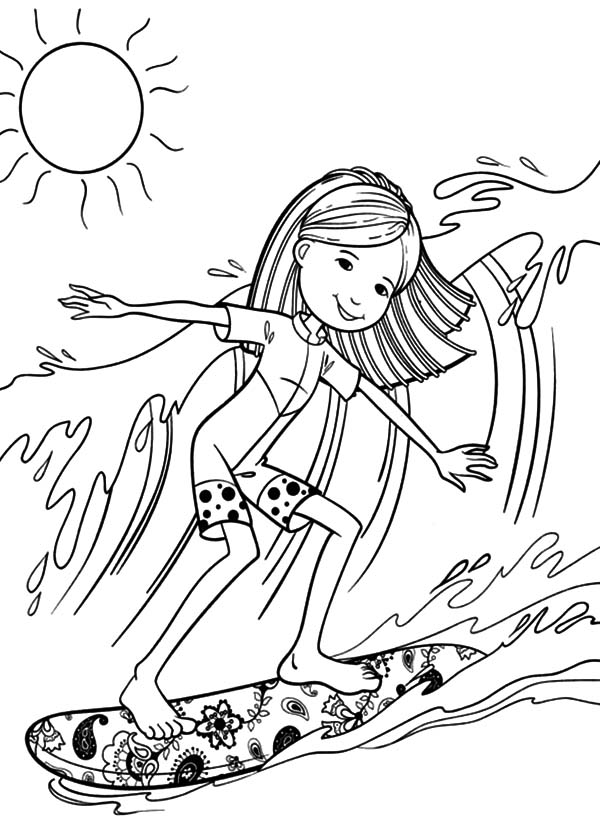 surfing coloring page