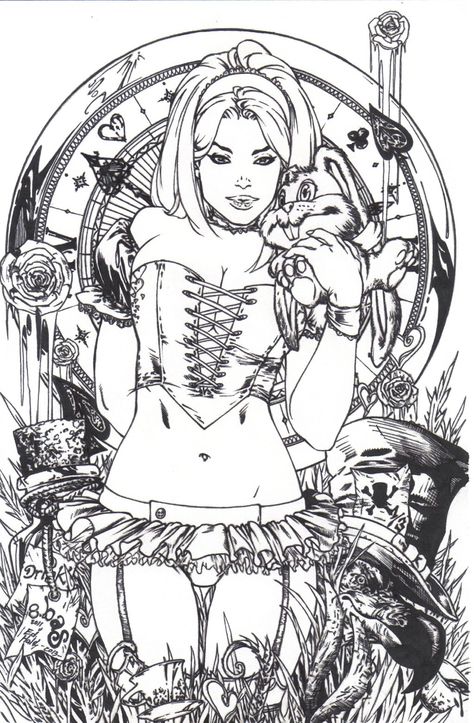 alice in wonderland grimm fairy tales coloring pages