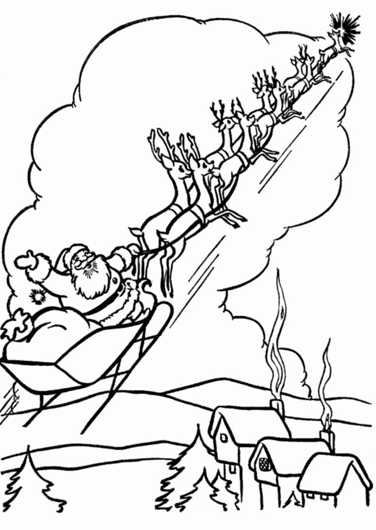 santa sleigh coloring pages printable