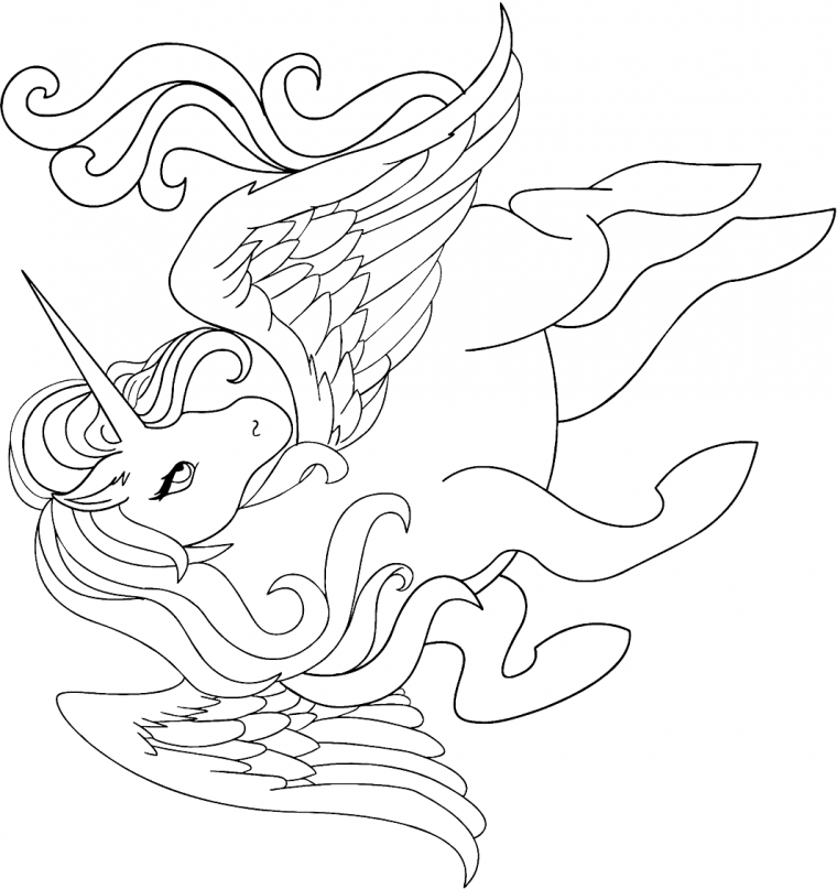 flying unicorn coloring page