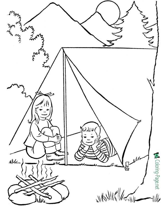 preschool camping coloring pages