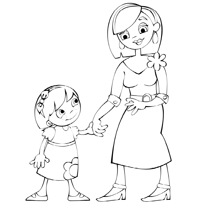 mother and daughter coloring pages