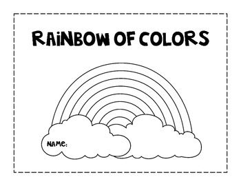 rainbow coloring page with color words