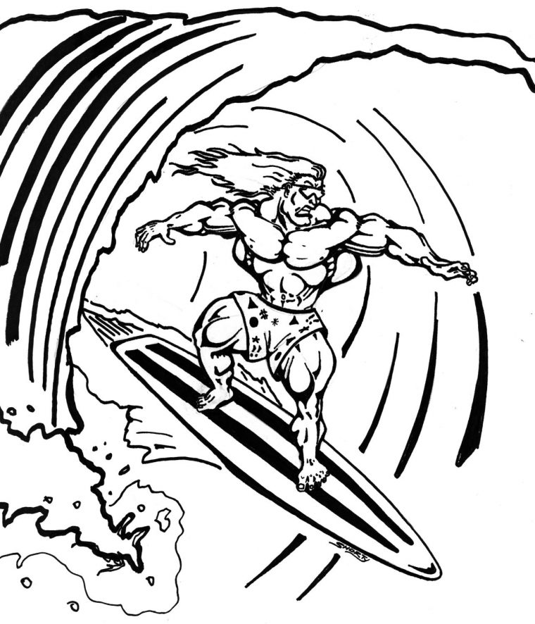 surfer coloring page