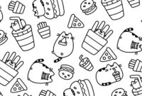 pusheen coloring pages food