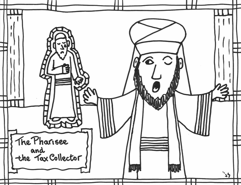 Pharisee And Tax Collector Coloring Sketch Coloring Page