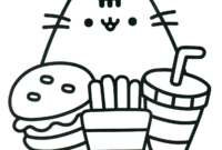 pusheen coloring easy cute cat coloring pages