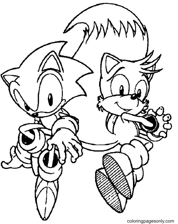 Sonic with Tails Coloring Page - Free Printable Coloring Pages