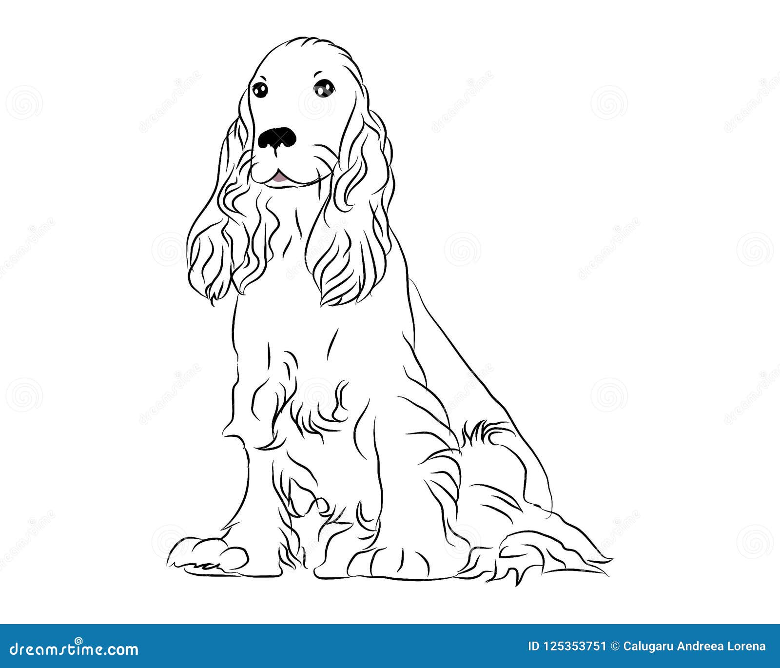 Cocker Spaniel Cute Dog Coloring Page Stock Vector - Illustration of