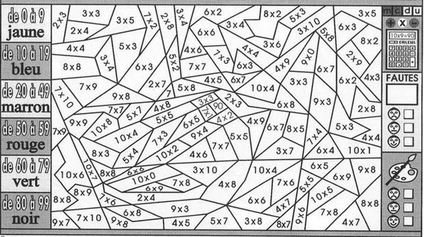 Coloriage magique multiplication cm1 à imprimer - tout degorgement