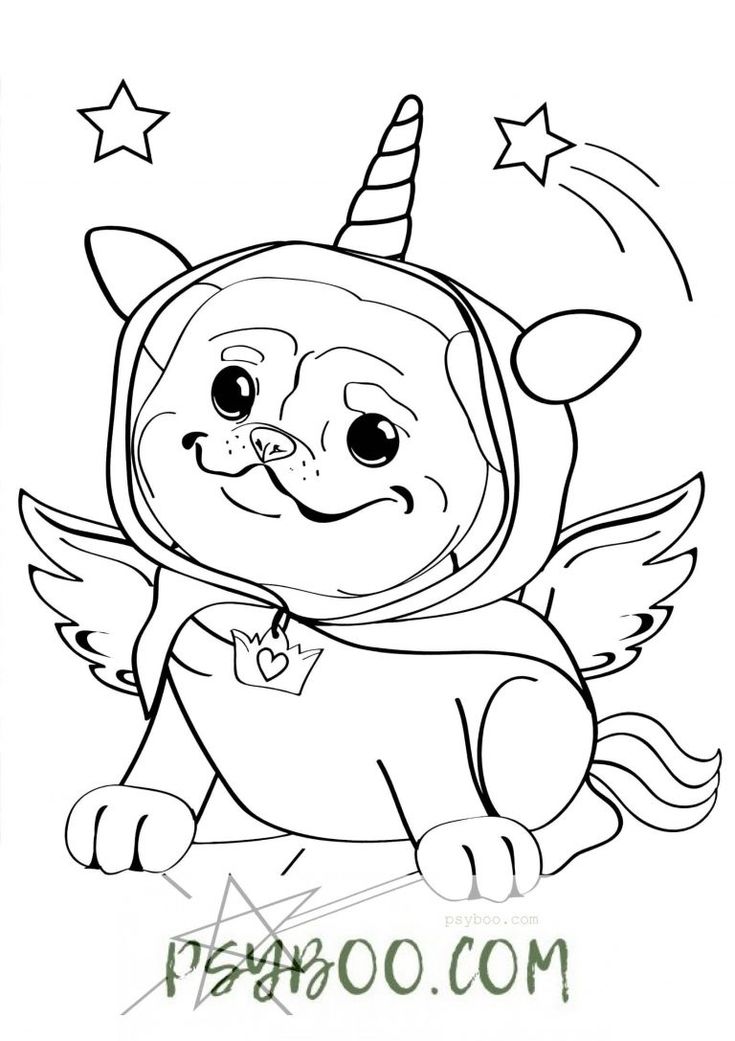 Unicorn Dog Coloring Pages to Free Print & Color! in 2021 | Dog