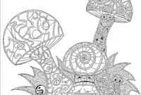 trippy mushroom coloring page