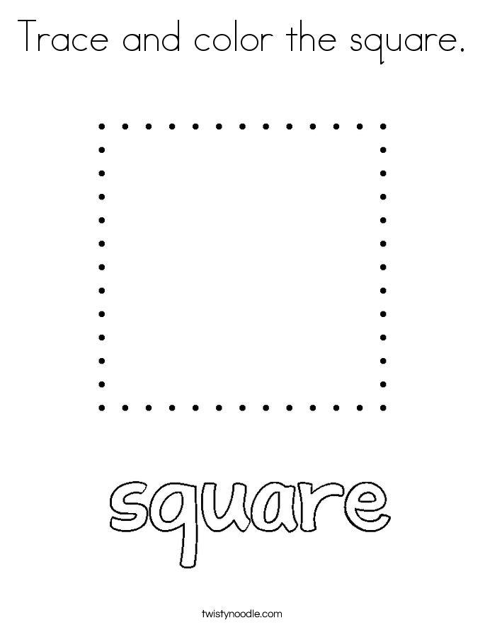 Trace and color the square Coloring Page - Twisty Noodle