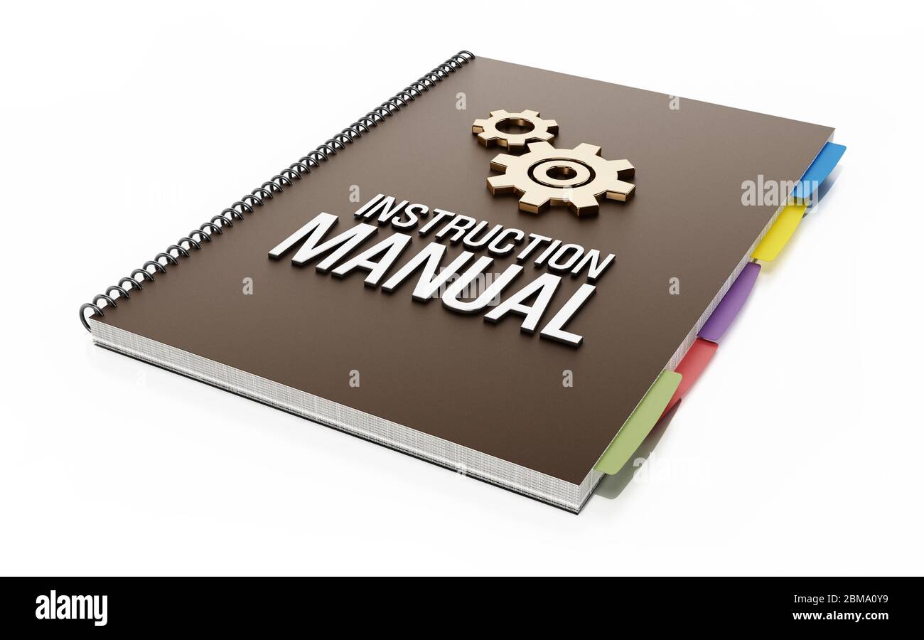 Instruction manual isolated on white background. 3D illustration Stock