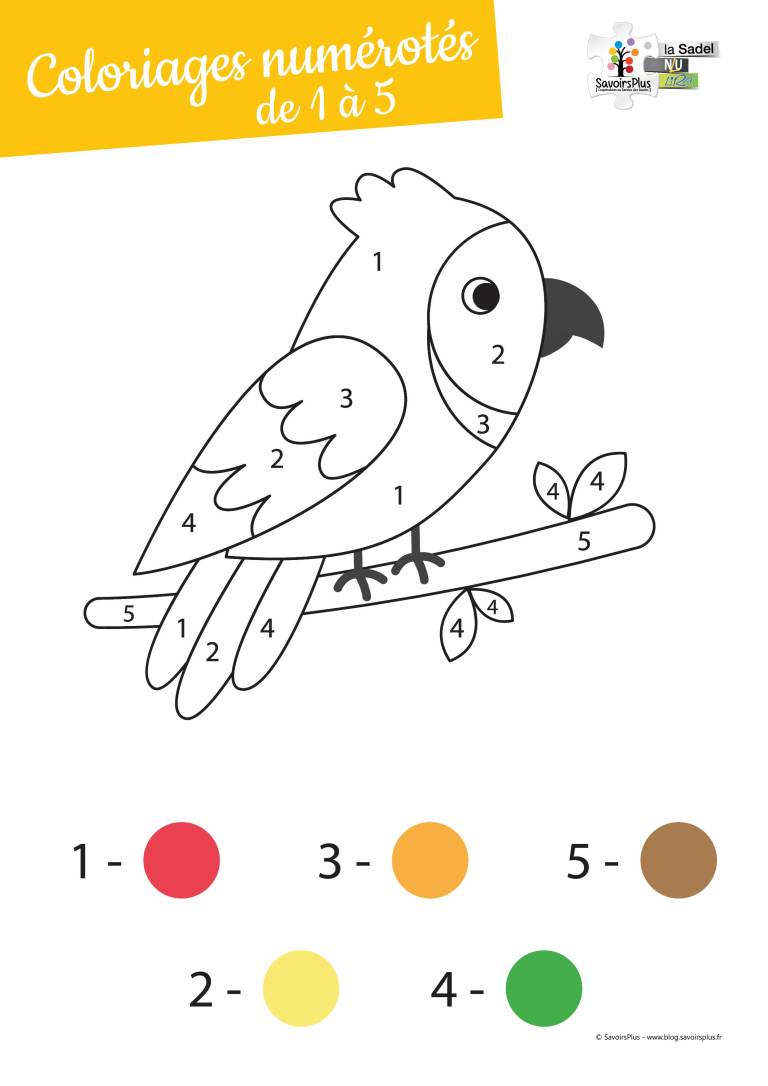 Téléchargement – Coloriages numérotés pour les tout-petits de 1 à 5