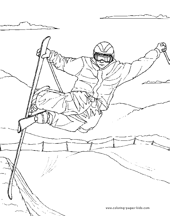 Skiing Coloring Pages - Kidsuki