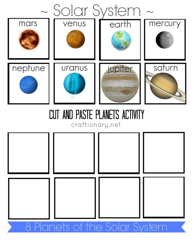 Planets Free Printable ( Solar System Cut and Paste) - Craftionary