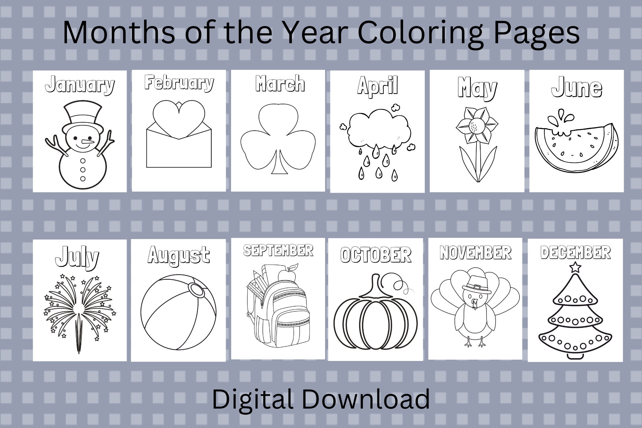 Months of the Year Printable Coloring Pages - Etsy