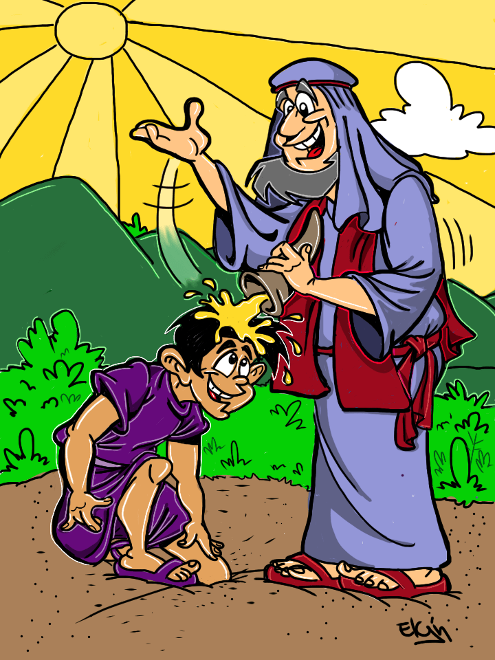 "Samuel Anoints David as King" Cartoon & Coloring Page - Ministry-To