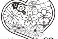 flower and heart coloring pages