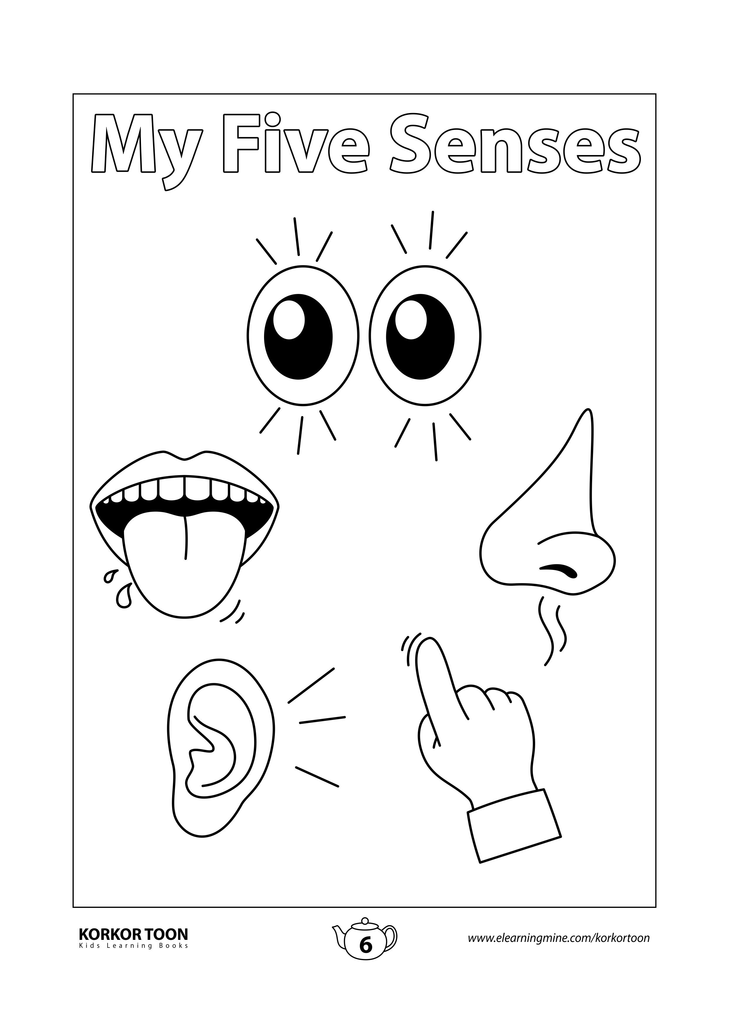 Printable 5 Senses Coloring Pages