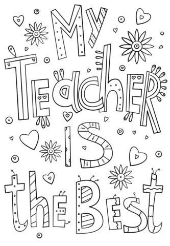 My Teacher is the Best Doodle coloring page from Teacher Appreciat