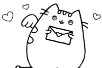 pusheen valentine coloring pages