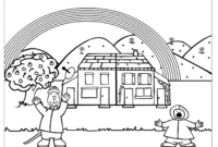 house with rainbow coloring page