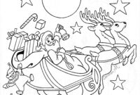 santa sleigh colouring page