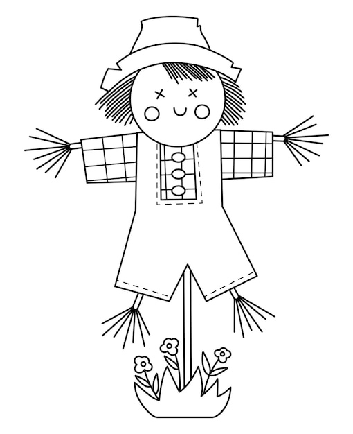 Premium Vector | Vector black and white scarecrow isolated on white