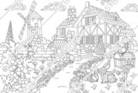 countryside scenery coloring pages for adults